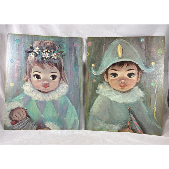 Sherle Big Eye Litho Prints Gigi & Jaque Museum Editions 14 x 11 Unframed 1960s - Picture 1 of 8